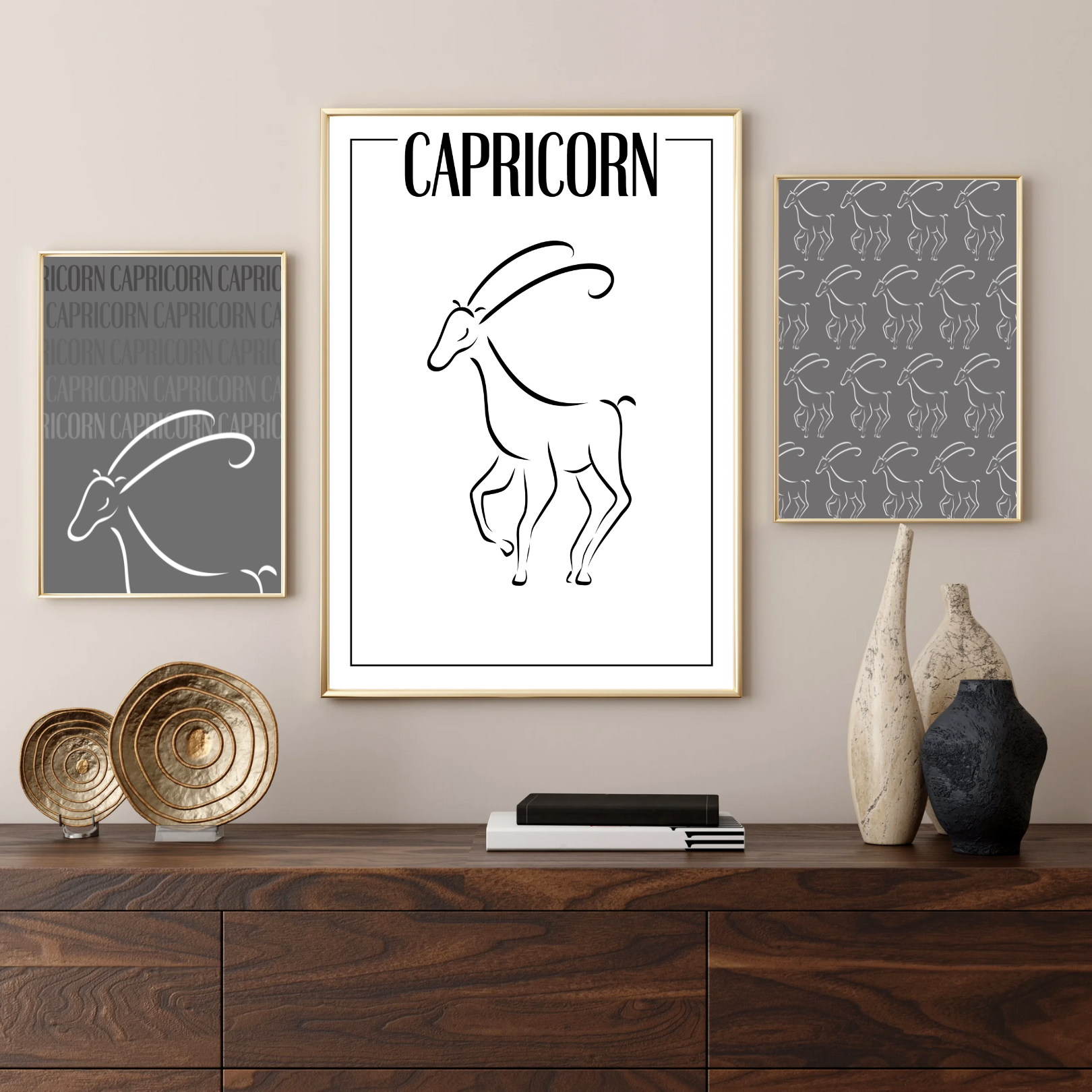 Stenbuk / Capricorn Tapet - Håndtegnet Plakat
