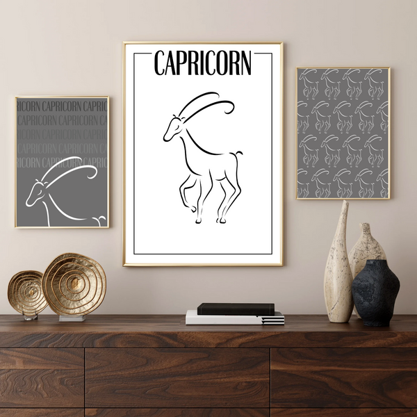 Stenbuk / Capricorn Tapet - Håndtegnet Plakat