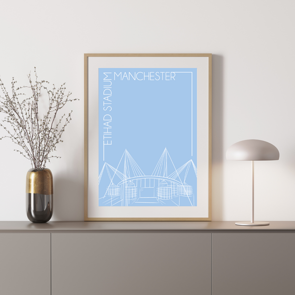 Etihad Stadium, Machester - Håndtegnet Plakat