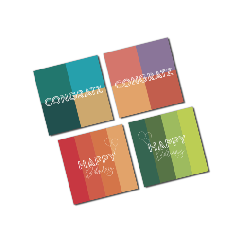 Birthday/Congratz - Kortpakke (4stk)