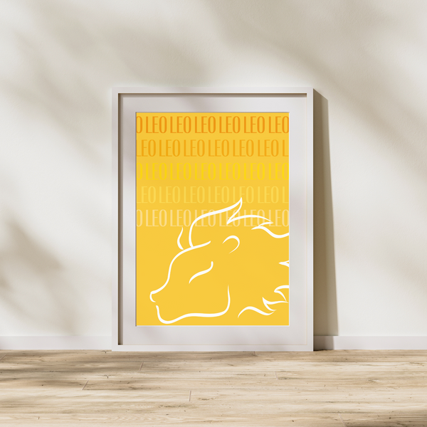 Løve / Leo (Abstrakt farve) - Håndtegnet Plakat
