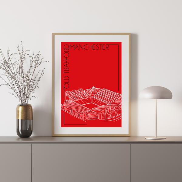 Old Trafford, Manchester - Håndtegnet Plakat