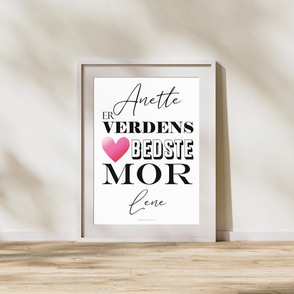 Mor med Lyserød Hjerte - Design selv  (Plakat)