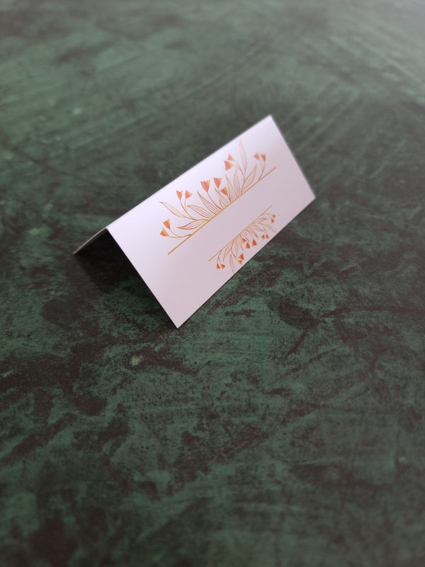 Bordkort med Gylden Blomsterkant (10stk)