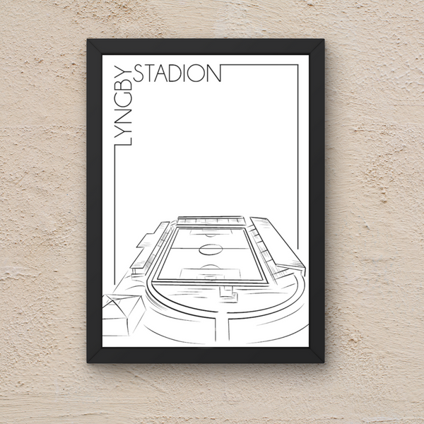Lyngby Stadion - Håndtegnet Plakat