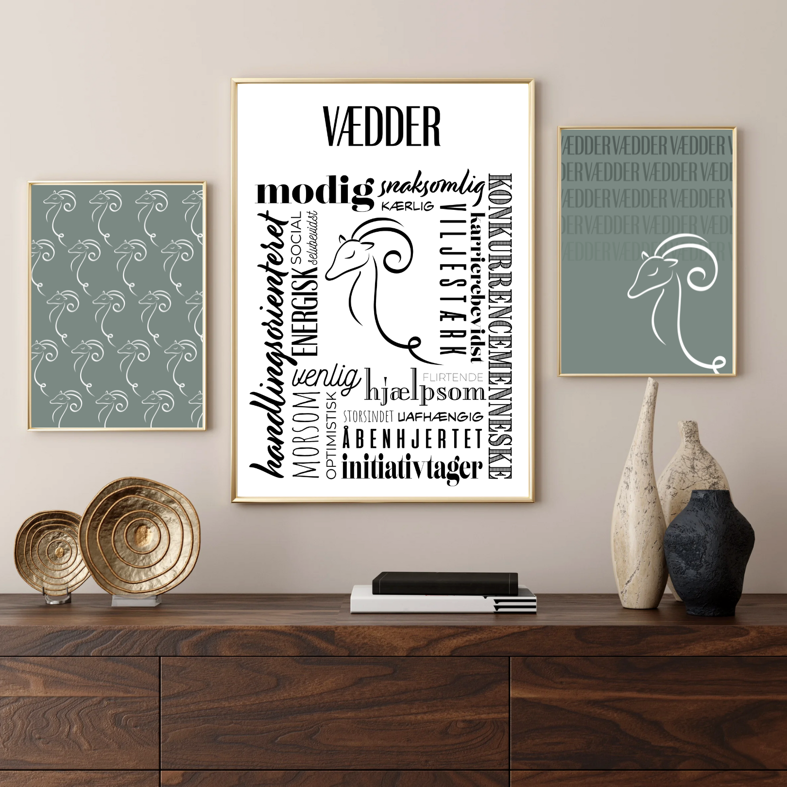 Vædder / Aries Tapet - Håndtegnet Plakat