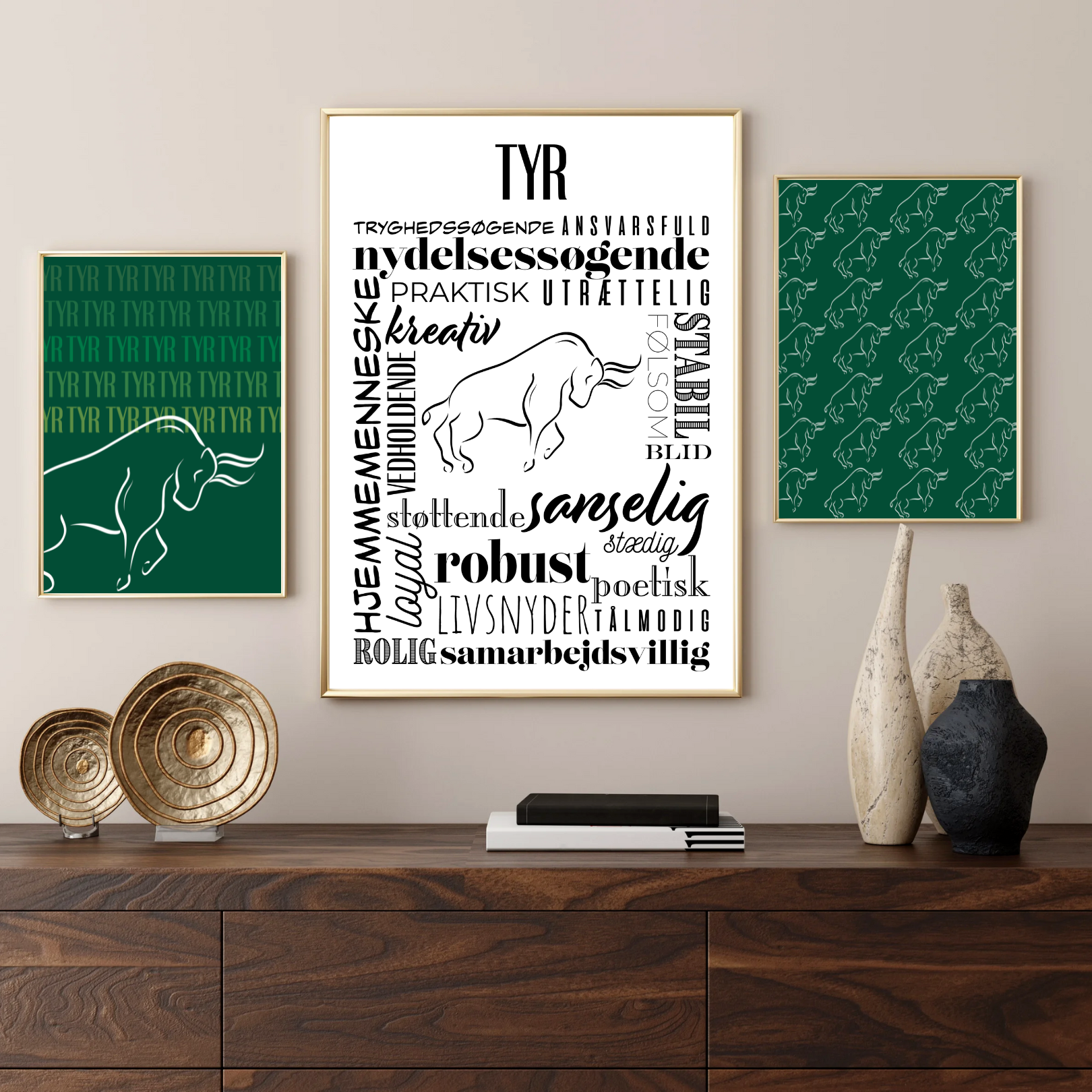 Tyr / Taurus Tapet - Håndtegnet Plakat