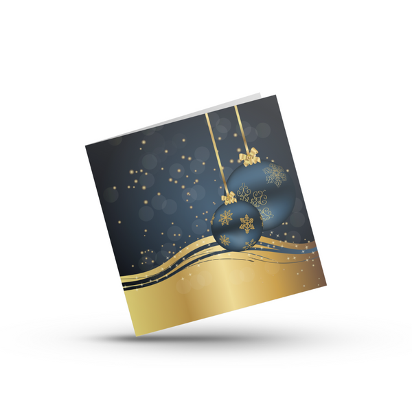 Blå julekugler med guld print