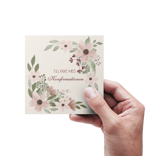 Tillykke med Konfirmationen - Blomsterkrans (Konfirmationskort)