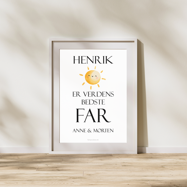 Verdens Bedste Far med Sol - Personlig Plakat