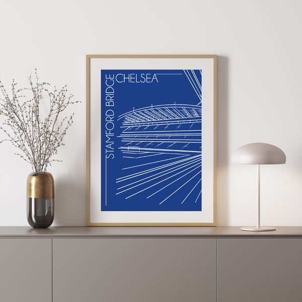 Stamford Bridge, Chelsea - Håndtegnet Plakat