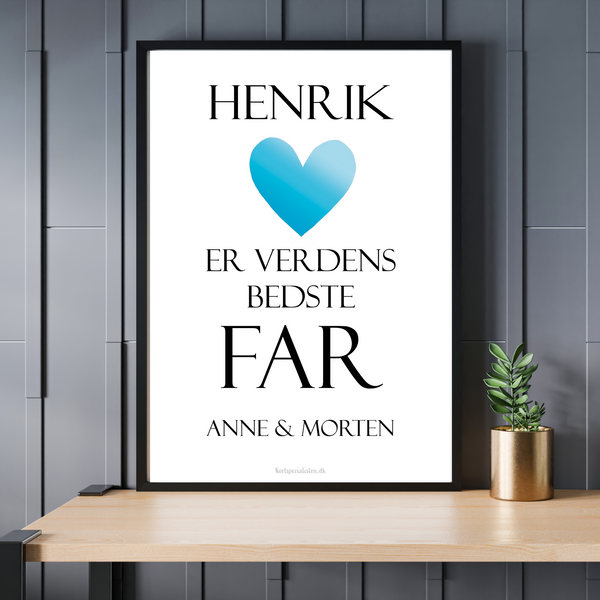 Verdens Bedste Far med Hjerte - Personlig Plakat