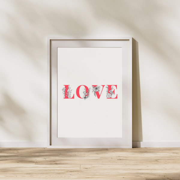 Love - Beige Blomst (Plakat)