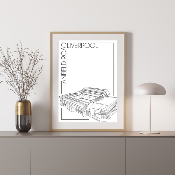 Anfield Road, Liverpool - Håndtegnet Plakat