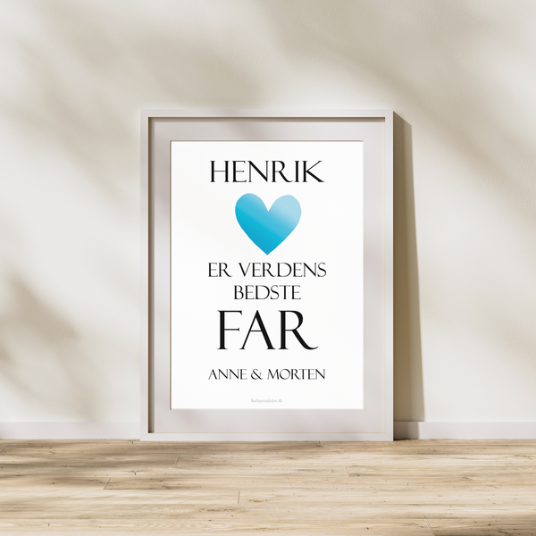 Verdens Bedste Far med Hjerte - Personlig Plakat