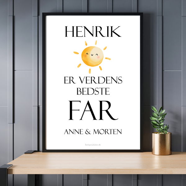 Verdens Bedste Far med Sol - Personlig Plakat