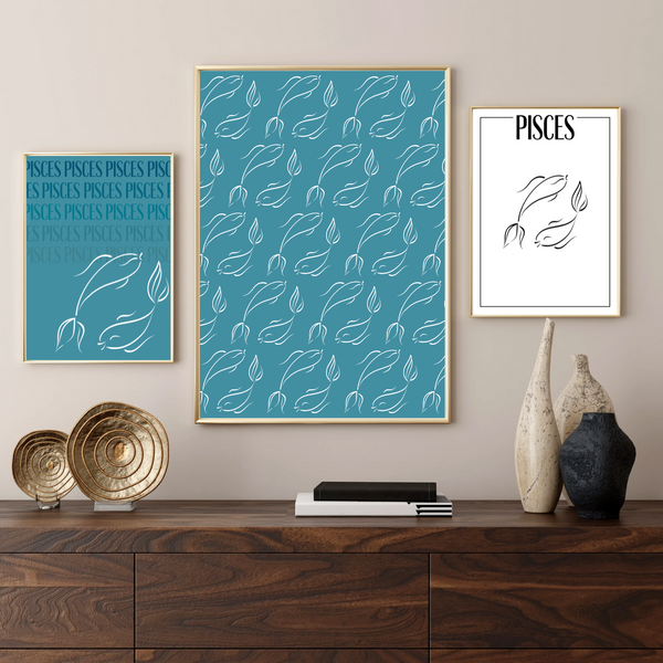 Fisk / Pisces Tapet - Håndtegnet Plakat