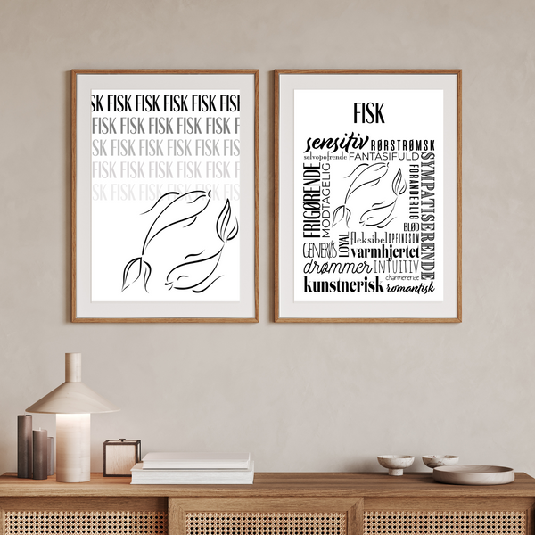 Fisk - Håndtegnet Stjernetegns Citat Plakat