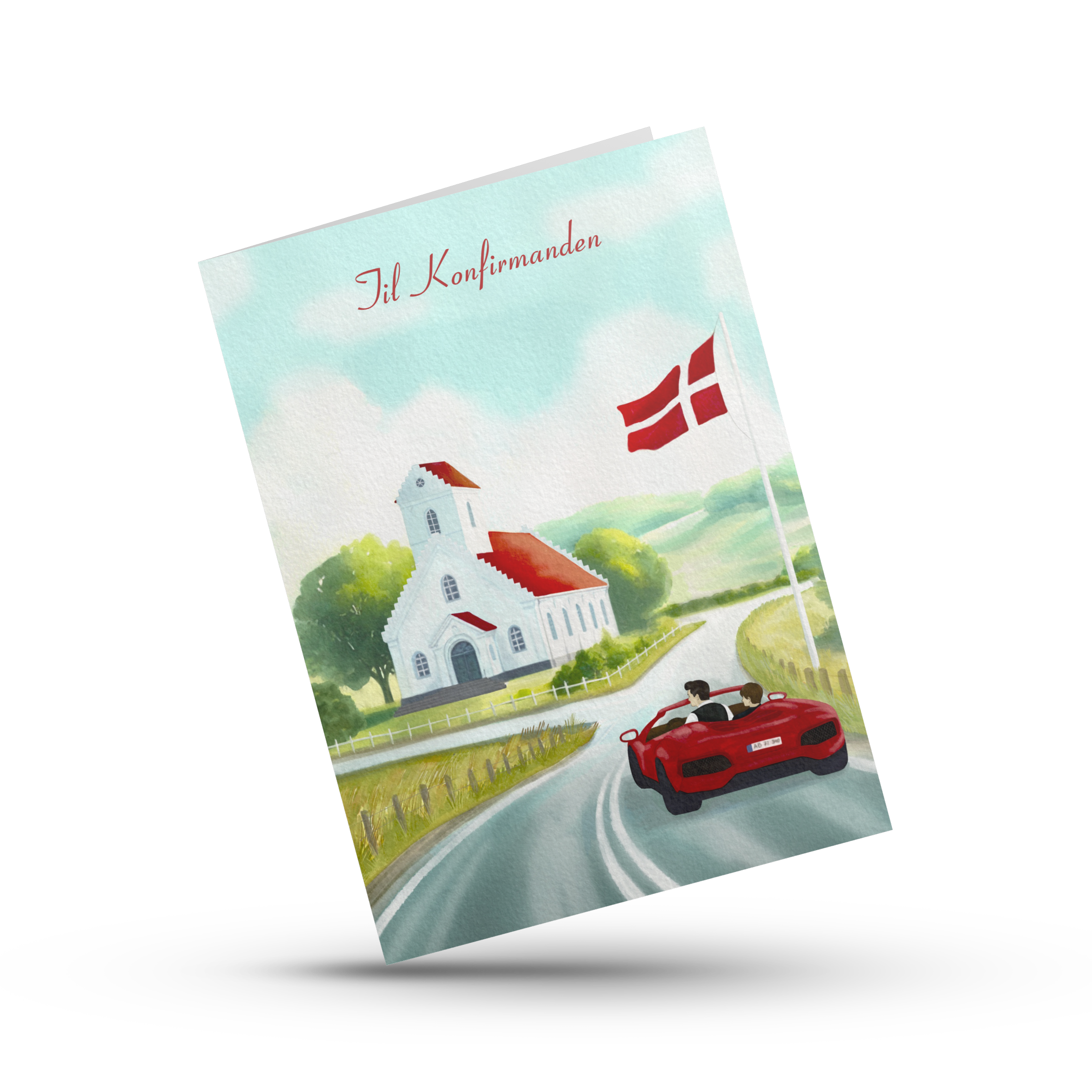 Til Konfirmanden - Rød Sportsvogn - Konfirmationskort