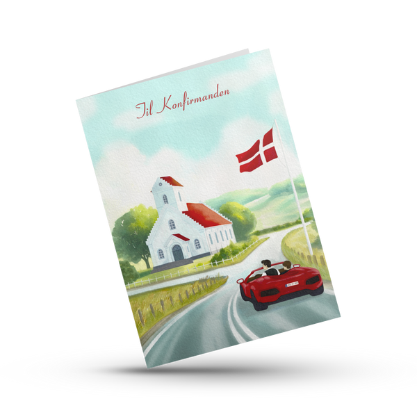 Til Konfirmanden - Rød Sportsvogn - Konfirmationskort