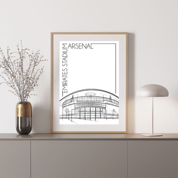 Emirates Stadium, Arsenal - Håndtegnet Plakat