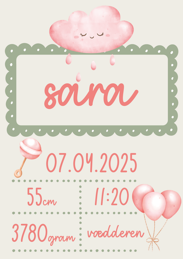 Fødselsplakat - Baby Blush (Design Selv Plakat)