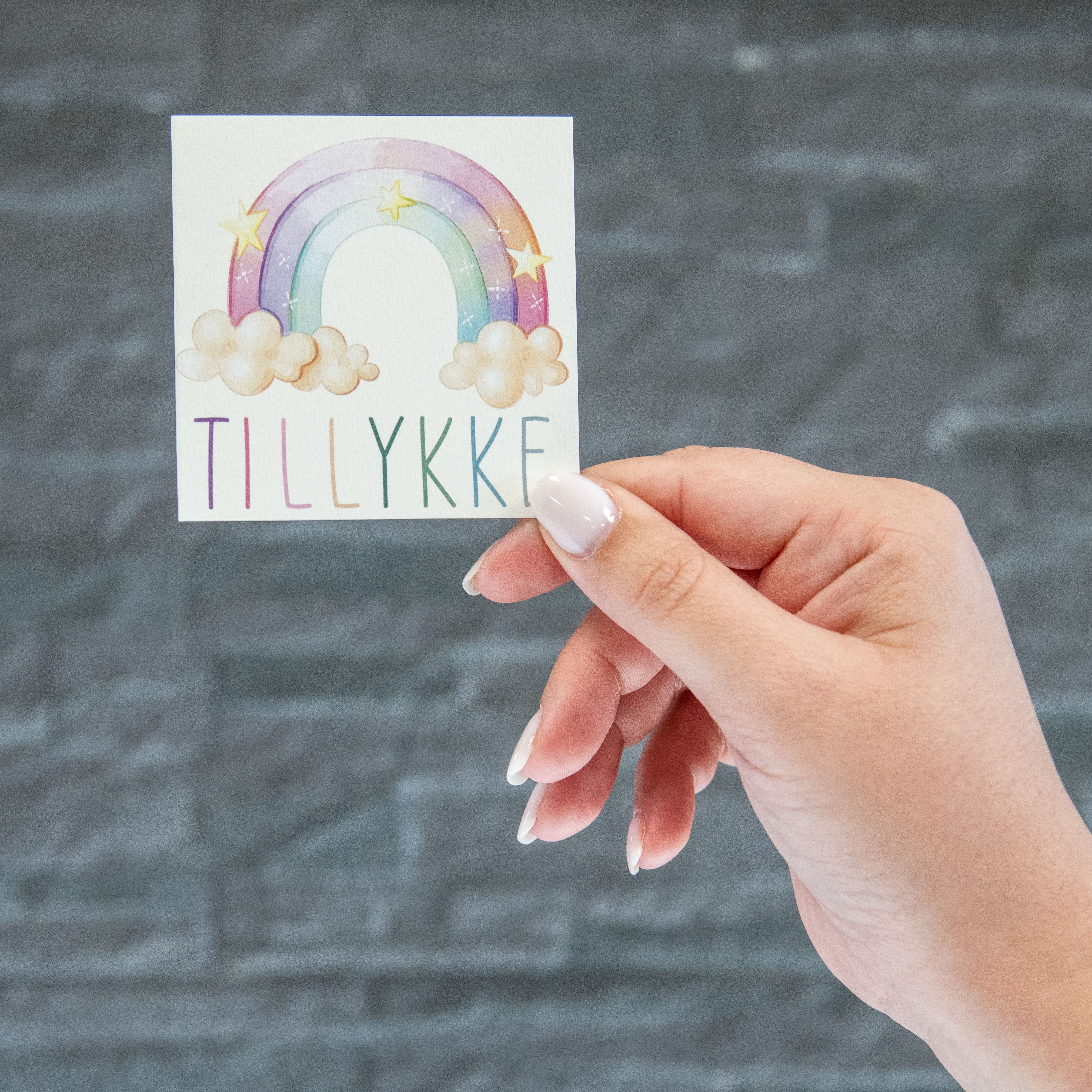 Tillykke - Regnbue (Minikort)