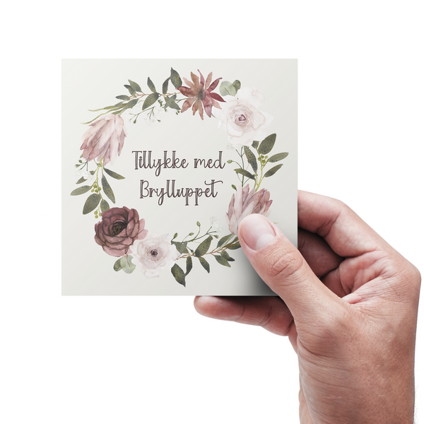 Tillykke med Brylluppet - Blomsterkrans (Kort)