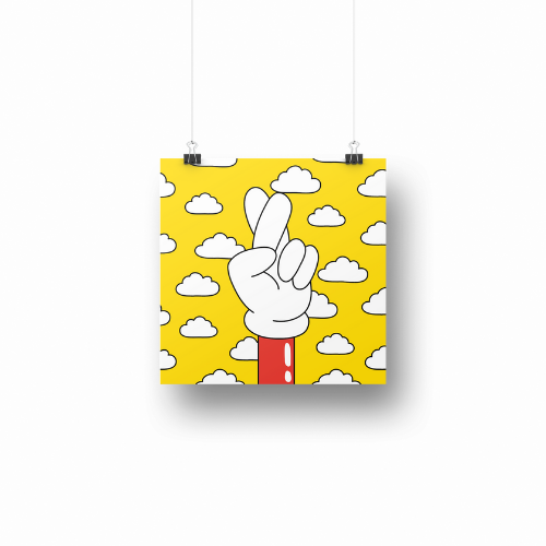 Crossed Finger - Gul (Plakatkort)