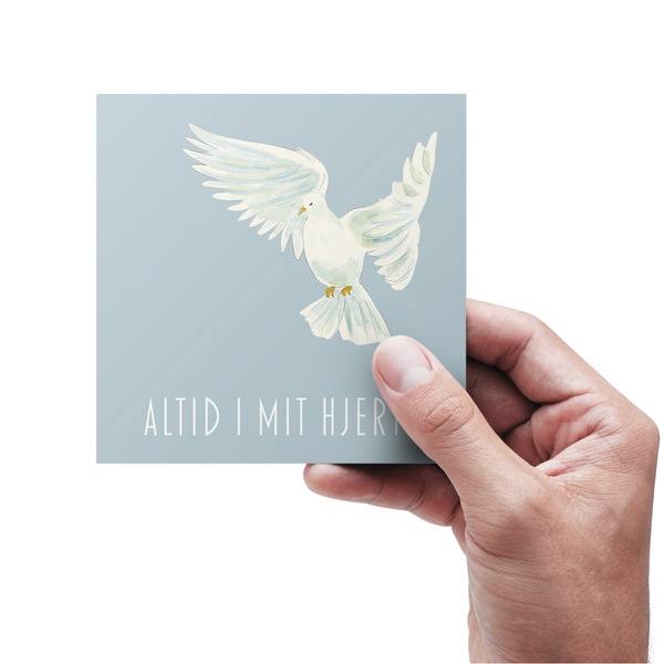 Altid i mit hjerte - Kondolence Kort (blå)