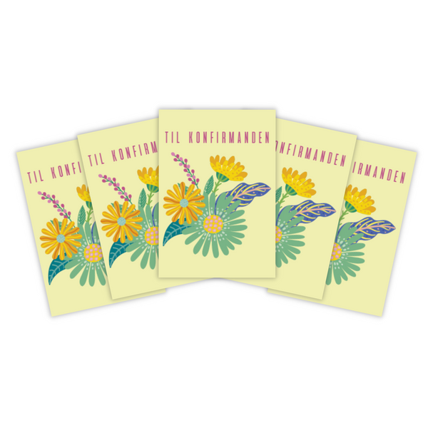 Konfirmationskort pakke 5 - Pakke á 5 kort (Minikort)