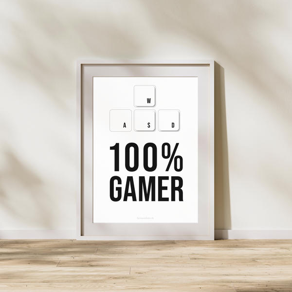 100% Gamer - Hvide  (Plakat)