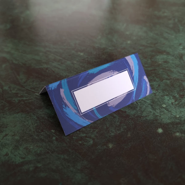 Blåt Bordkort med Swirls (10stk)