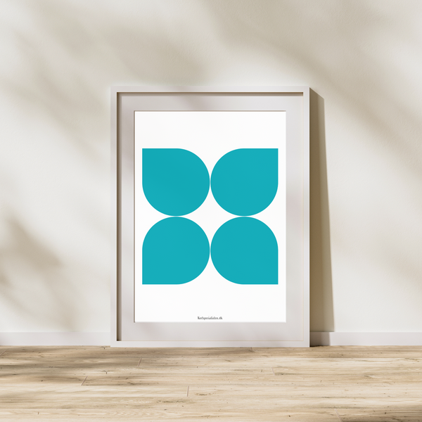 Abstrakt Blomst Blå - Plakat