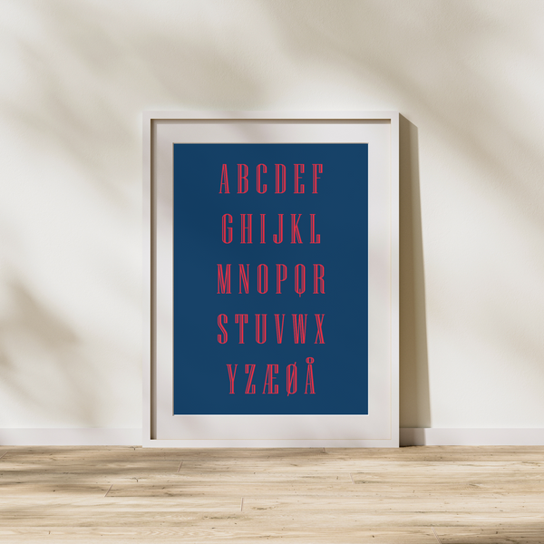 Alfabet plakat - Blå/Rød