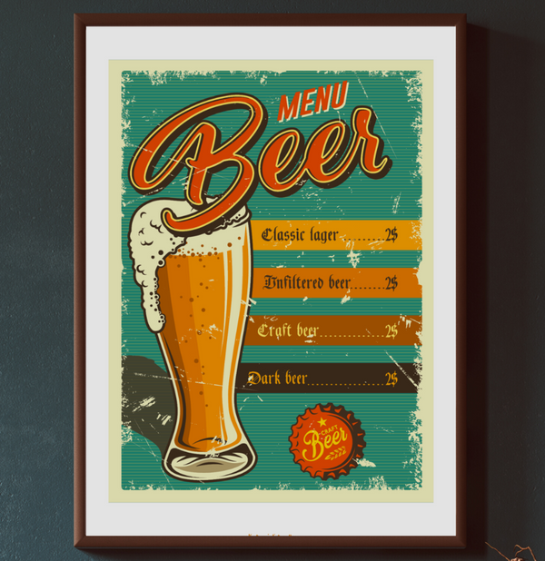 Vintage Øl Menu -Menu Beer grøn