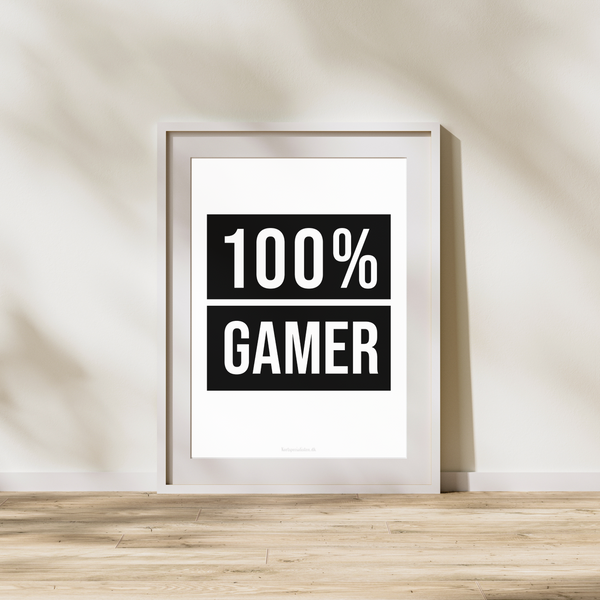 100% Gamer - Sort og Hvide  (Plakat)