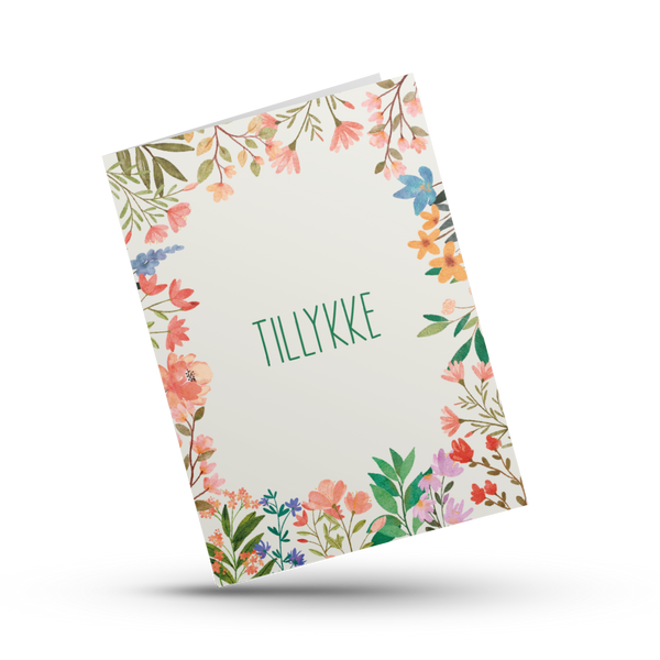 Blomstret Tillykke - A4 Kort
