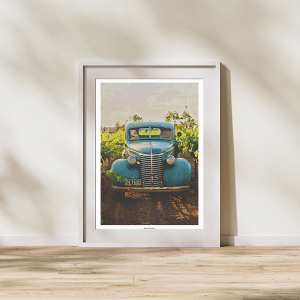 Blå Old School Bil - Plakat