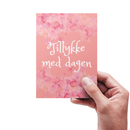 Tillykke med dagen / Lyserøde blomster - kort