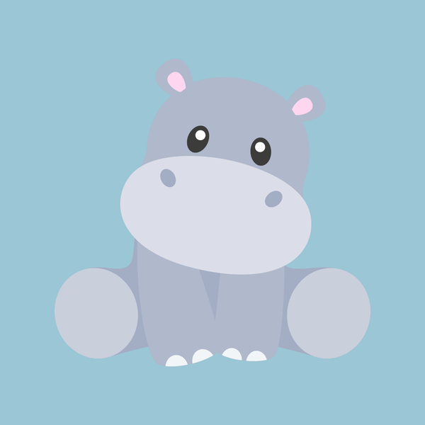 Cute Flodhest - Blå