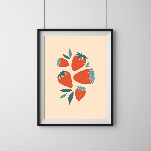 Vintage Jordbær - Plakat