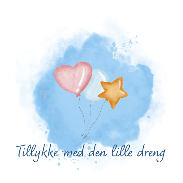 Tillykke med den lille dreng - Balloner - kort