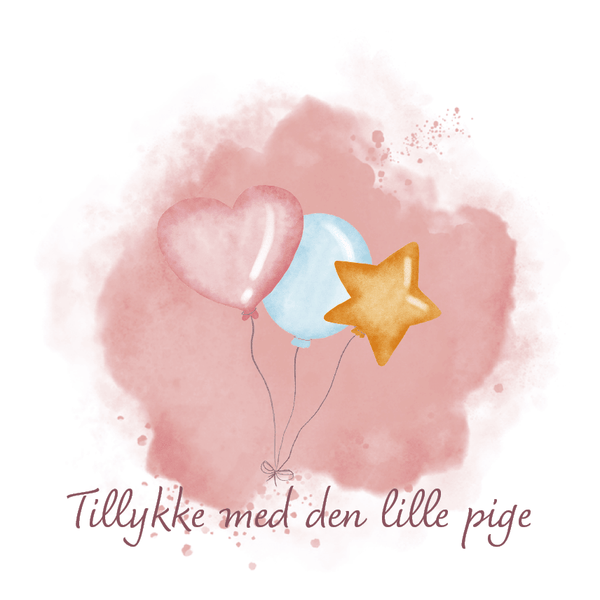 Tillykke med den lille pige - Balloner - kort