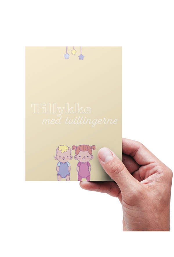 Tillykke med tvillingerne - Dreng/ pige - Kort