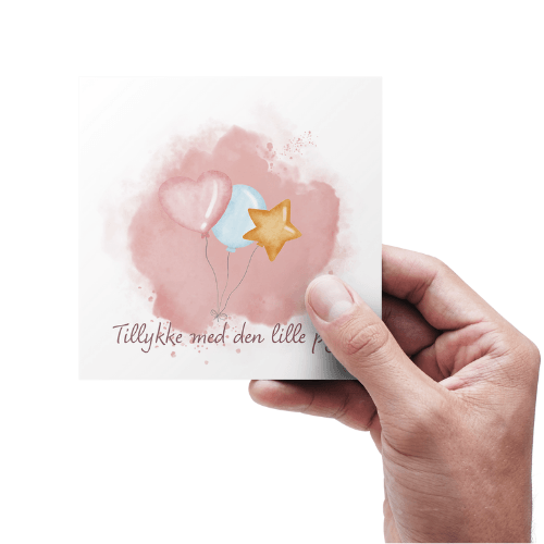Tillykke med den lille pige - Balloner - kort