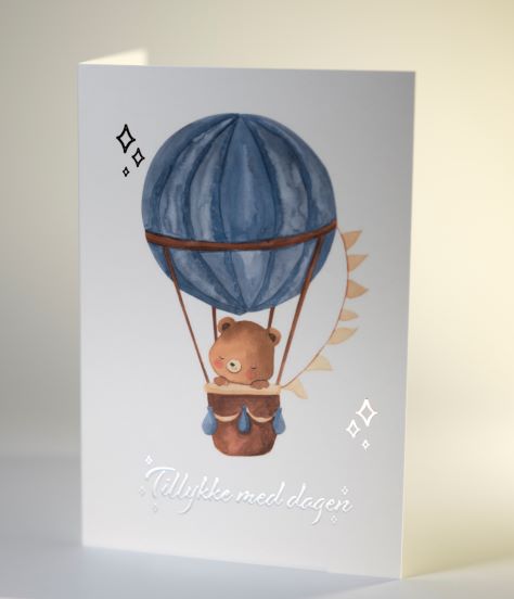 Tillykke med dagen - Bjørn i luftballon