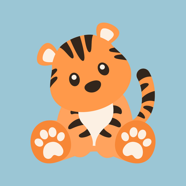 Cute Tiger Blå