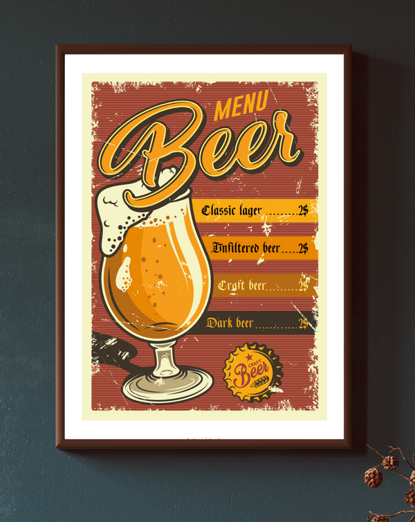 Vintage Øl Menu - Menu beer rød