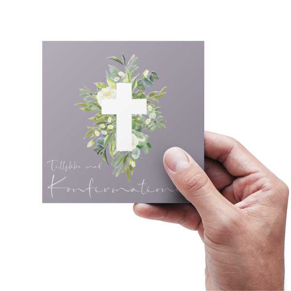 Tillykke med konfirmationen - Kors - Lilla - Kort